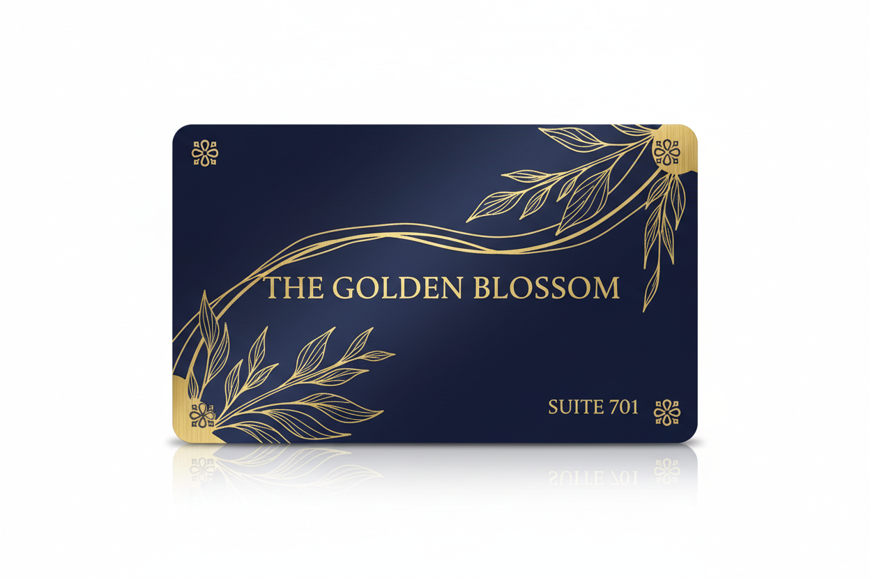 Gold Navy Botanical Four Corner Cutout
